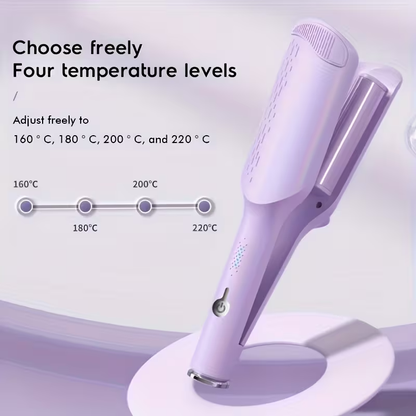 Large Wave Curling Iron features - insulation, display, rotating cord