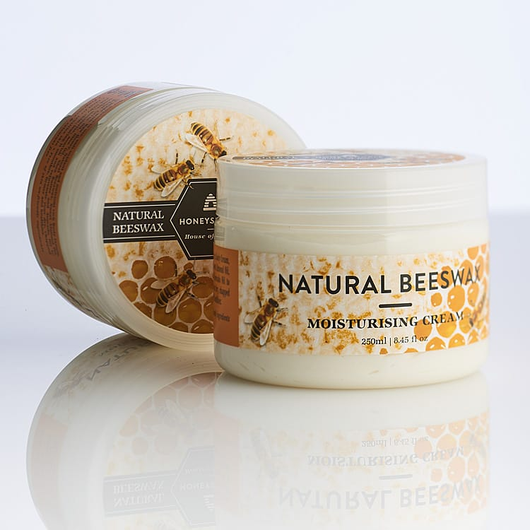 Honeysuckle Natural Beeswax Moisturising Cream 250ml tub with honeycomb label