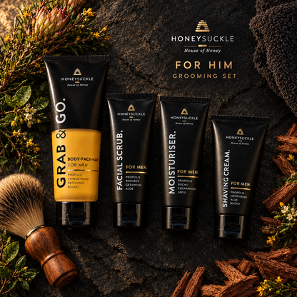 For Him Grooming Set flat lay of all four products