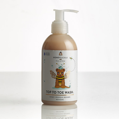 Honeysuckle Babee Top to Toe Wash 250ml with honey, propolis and rooibos
