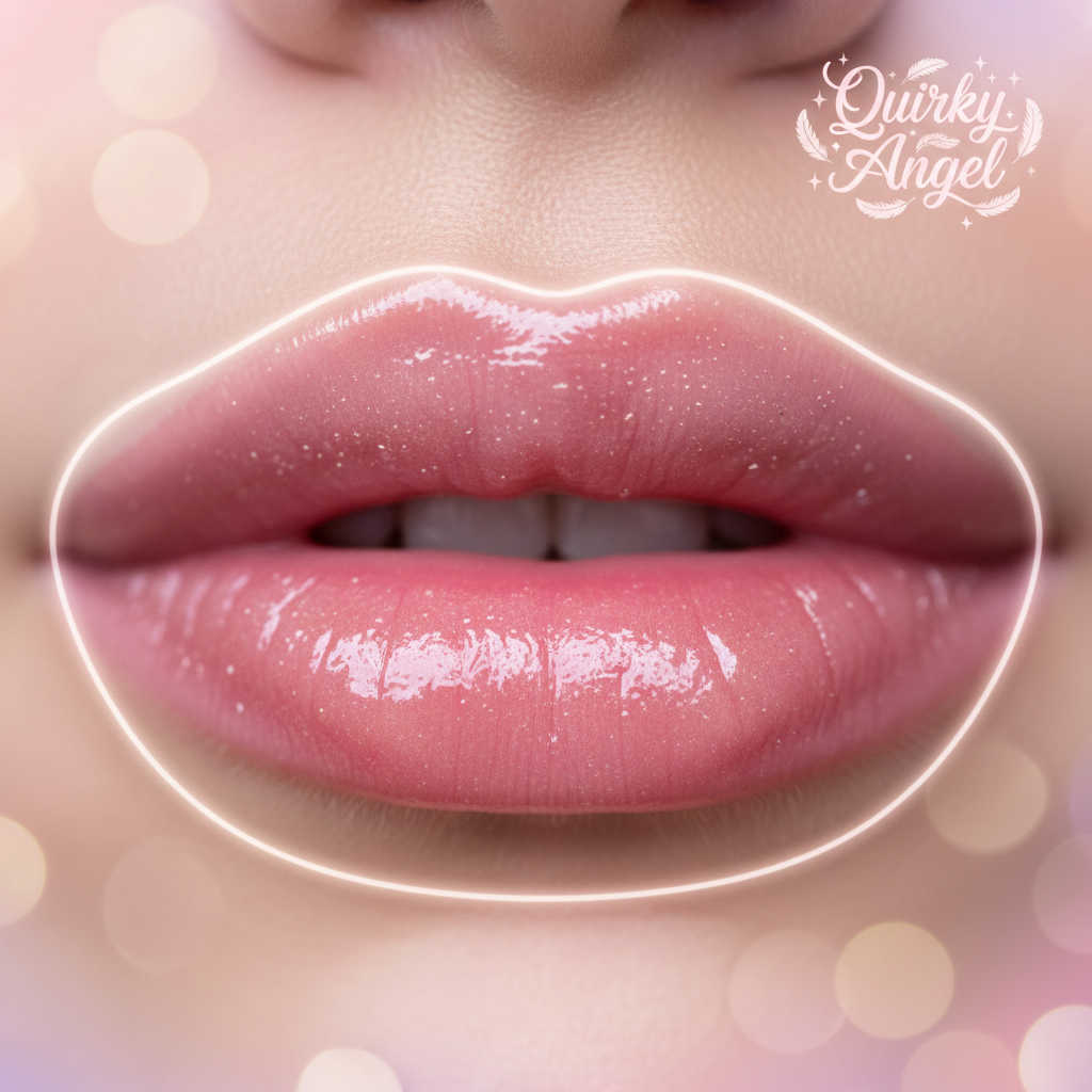Glossy plump lips showing the color-changing effect of the lip oil