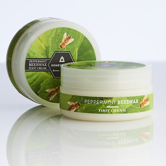 Honeysuckle Peppermint and Beeswax Foot Cream 250ml jar with green label