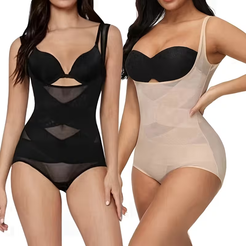 Women's shapewear bodysuit front and back view