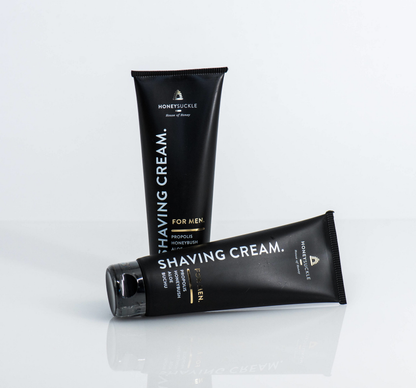 Two Honeysuckle Shaving Cream For Men 125ml tubes on a white background
