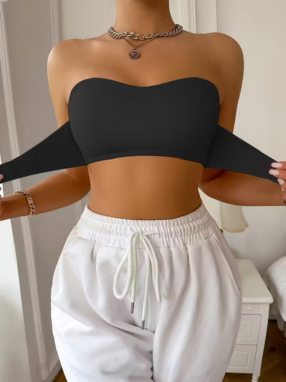 Angel Bare Strapless Bandeau Bra - Black lifestyle front view