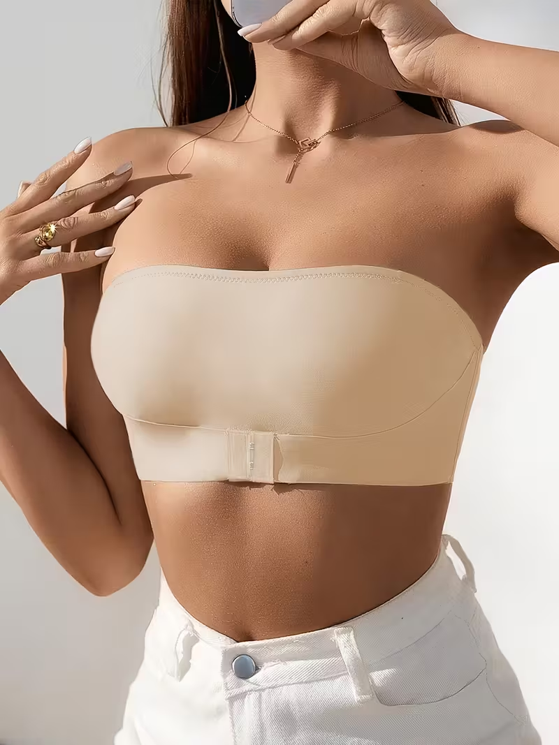 Angel Bare Strapless Bandeau Bra - Light Beige front view with clasp
