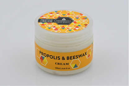 Honeysuckle Propolis & Beeswax Cream 250ml tub with golden honeycomb geometric label