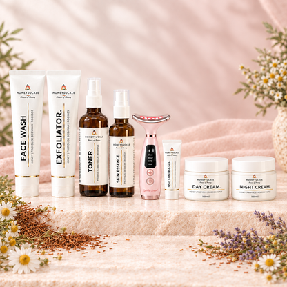 Complete Honeysuckle PR Kit flat lay of all eight products