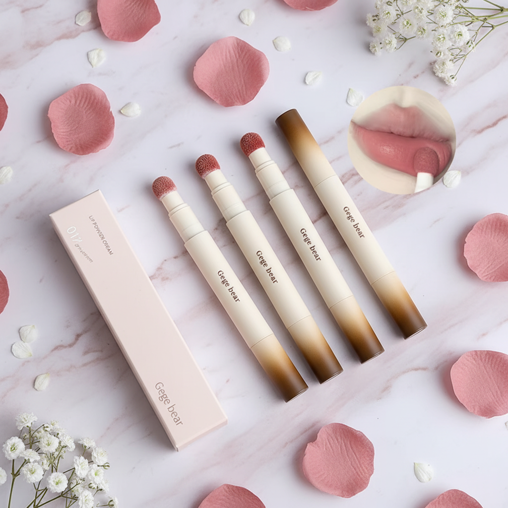 Four matte lip gloss pens with gift box on pink marble - Quirky Angel