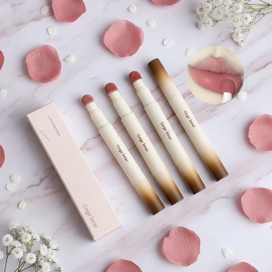 Four matte lip gloss pens with gift box on pink marble - Quirky Angel