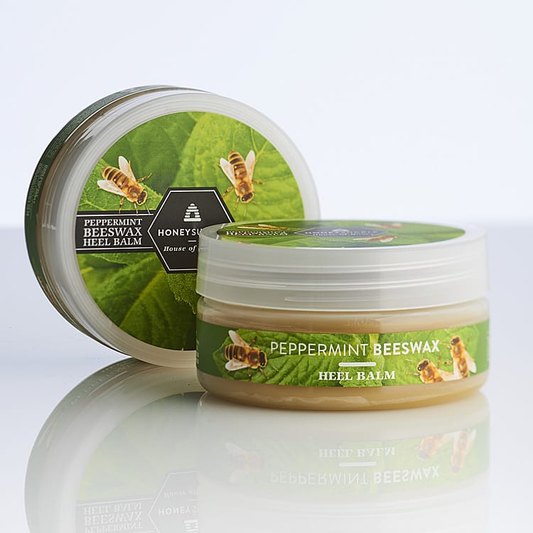 Original Honeysuckle Peppermint and Beeswax Heel Balm 250ml jar with green label
