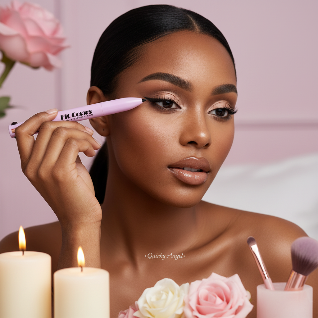 Woman with glam eye makeup applying eyeliner with the 4-in-1 makeup pen